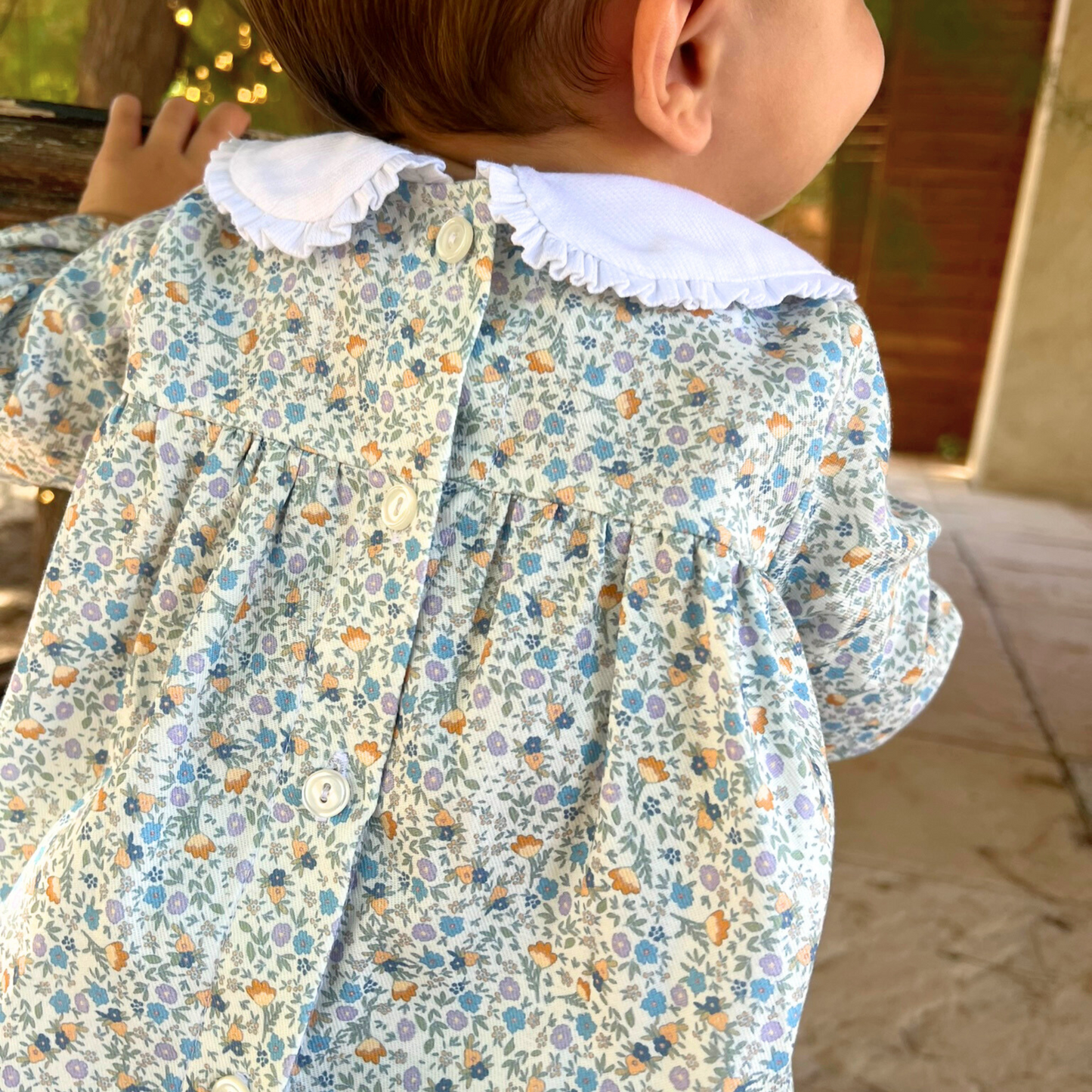 Vestido Flores manga larga y braguita a juego