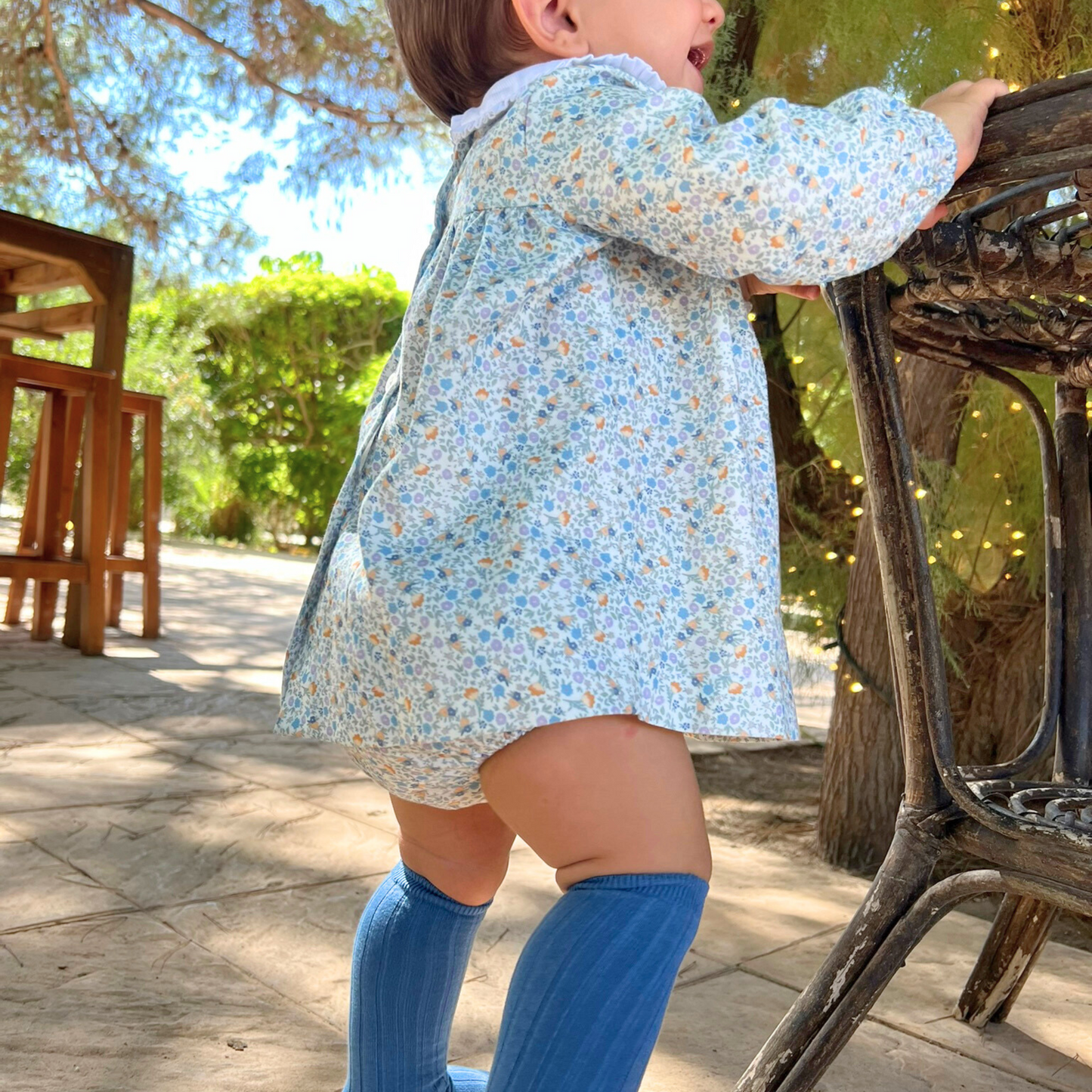 Vestido Flores manga larga y braguita a juego