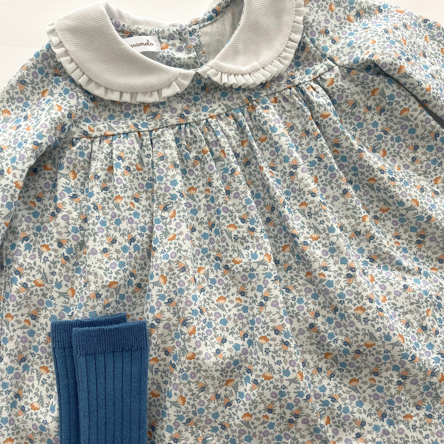 Vestido Flores manga larga y braguita a juego