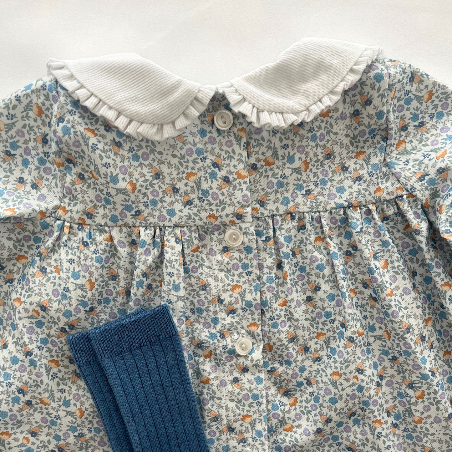 Vestido Flores manga larga y braguita a juego