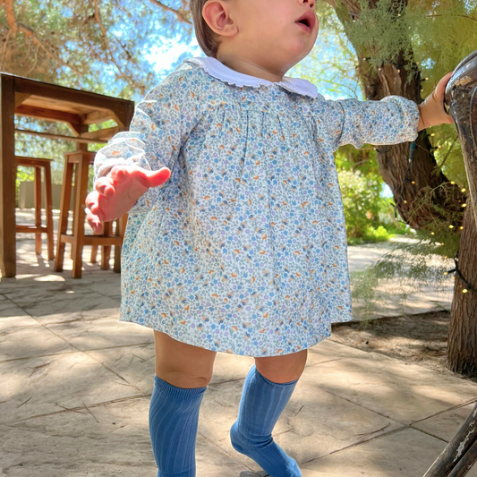 Vestido Flores manga larga y braguita a juego